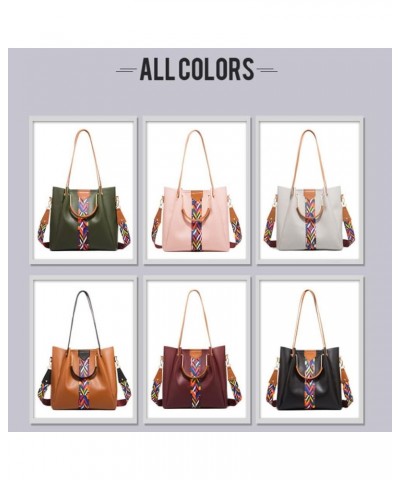 Women Handbags Sets Vegan Leather Purses Color Woven Tape Tote Bags Shoulder Crossbody Bag Top Handle Bag Wallet 4Pcs Brown $...