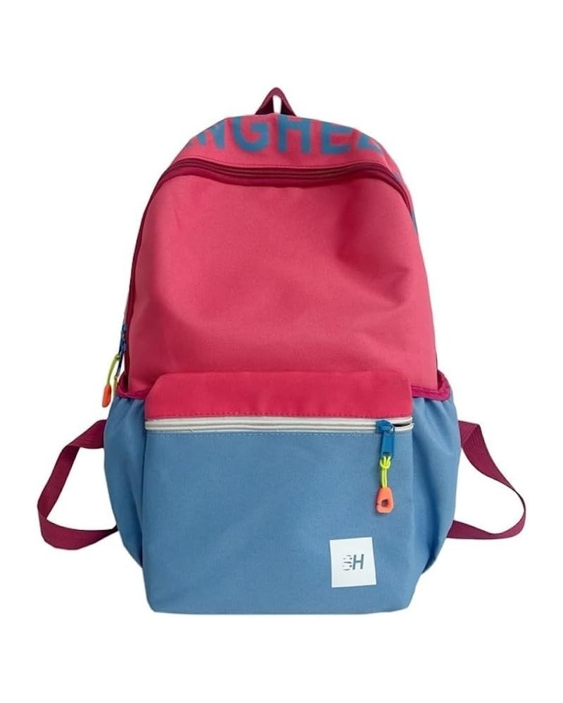 Backpack Big Capacity Aesthetic Couple Y2k Aesthetic Cute Backpack (Pink+Blue) Pink+blue $18.22 Backpacks