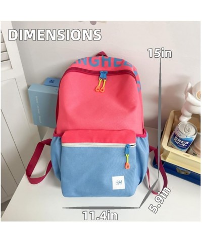 Backpack Big Capacity Aesthetic Couple Y2k Aesthetic Cute Backpack (Pink+Blue) Pink+blue $18.22 Backpacks