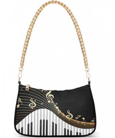 Musical Instrument Shoulder Bag for Women Fabric Crescent Handbag with Zipper Chain Clutch Purses for Teen Girls Travel Party...