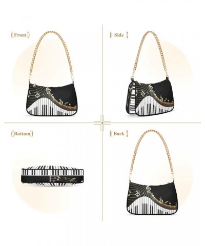 Musical Instrument Shoulder Bag for Women Fabric Crescent Handbag with Zipper Chain Clutch Purses for Teen Girls Travel Party...