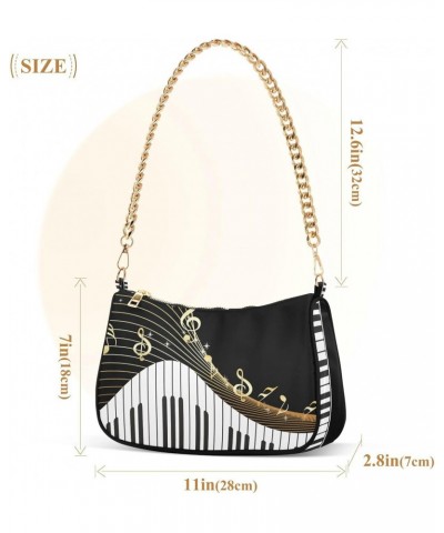 Musical Instrument Shoulder Bag for Women Fabric Crescent Handbag with Zipper Chain Clutch Purses for Teen Girls Travel Party...