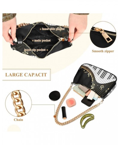 Musical Instrument Shoulder Bag for Women Fabric Crescent Handbag with Zipper Chain Clutch Purses for Teen Girls Travel Party...