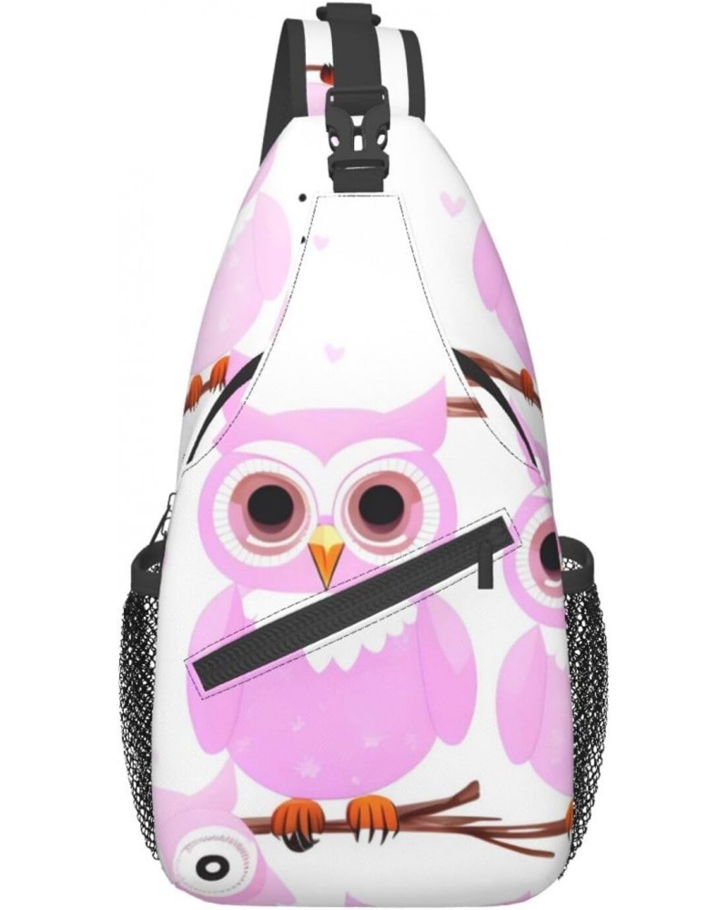 Cute Owl Multifunctional Nylon Chest Bag Lightweight And Portable Suitable For Men And Women Perfect Size Durable And Waterpr...