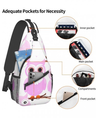 Cute Owl Multifunctional Nylon Chest Bag Lightweight And Portable Suitable For Men And Women Perfect Size Durable And Waterpr...