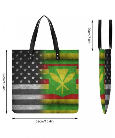 Vintage Ameriacn Kanaka Maoli Flag Tote Bag PU Leather Handbag Fashion Sling Bag Shoulder Purse Top Handle Handbags for Women...