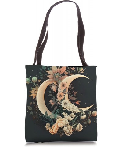 Floral Moon Phase flower crescent moon cool eclipse moon Tote Bag $9.69 Totes