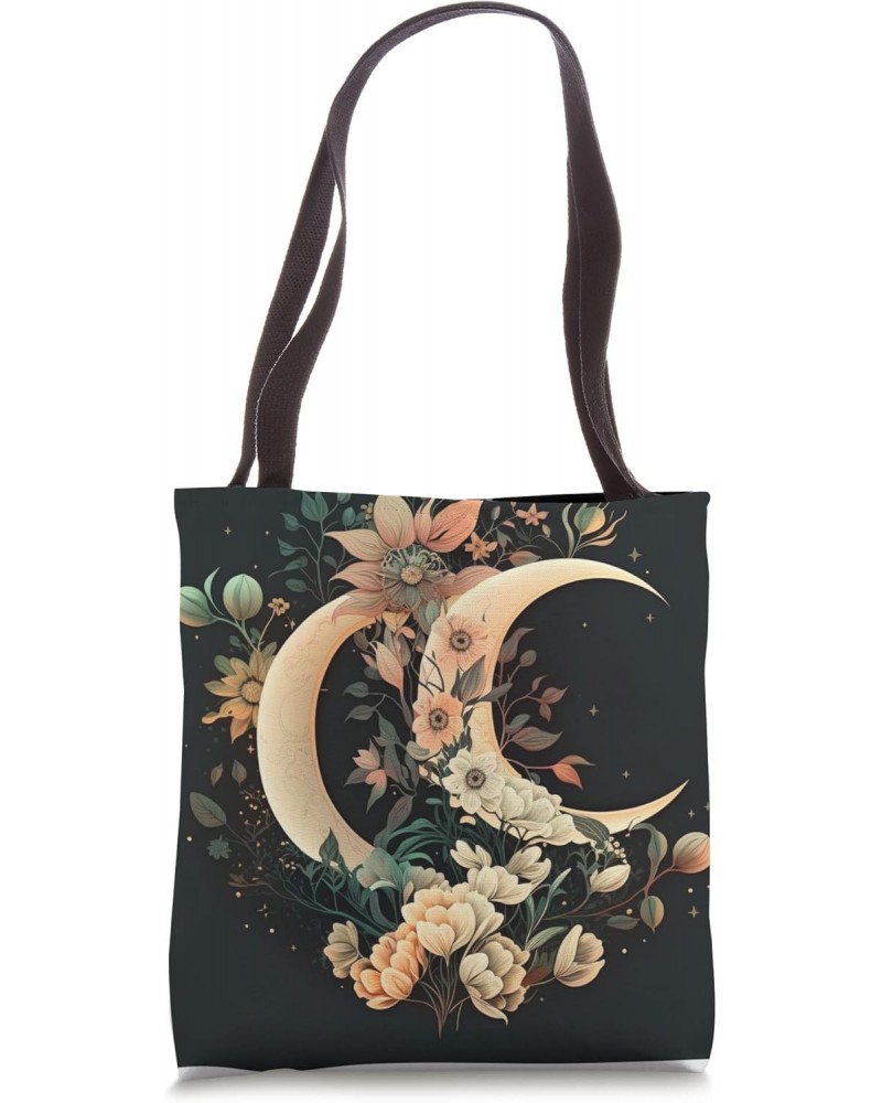 Floral Moon Phase flower crescent moon cool eclipse moon Tote Bag $9.69 Totes