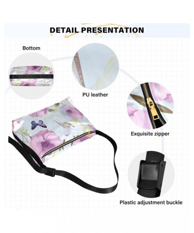 Butterflies Flowers Hobo Shoulder Bag for Women Men PU Leather Crossbody Bag Slouchy Tote Handbags for Shopping Traveling Wor...