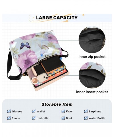 Butterflies Flowers Hobo Shoulder Bag for Women Men PU Leather Crossbody Bag Slouchy Tote Handbags for Shopping Traveling Wor...