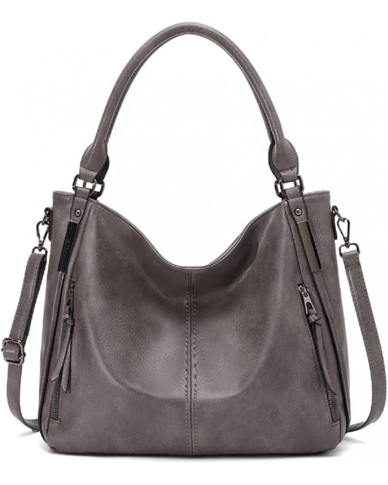 Handbags and Purses for Women PU Leather Top Handle Satchel Large Shoulder Bag Fashion Ladies Tote Dark Grey $47.04 Totes