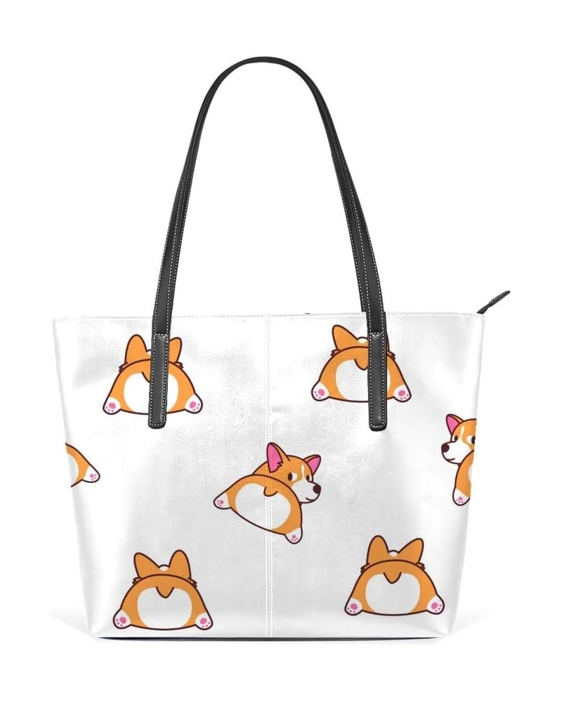 Women's Shoulder Bags Tote Bags PU Leather Shopper Bag Large Work Cute Corgi Butt Handbags Casual Bag $20.49 Shoulder Bags