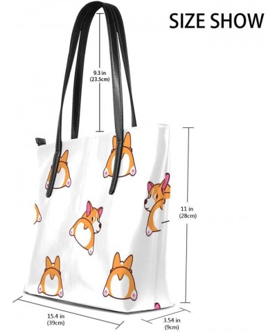 Women's Shoulder Bags Tote Bags PU Leather Shopper Bag Large Work Cute Corgi Butt Handbags Casual Bag $20.49 Shoulder Bags