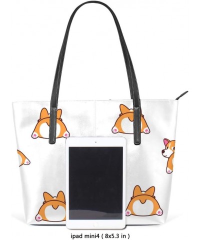 Women's Shoulder Bags Tote Bags PU Leather Shopper Bag Large Work Cute Corgi Butt Handbags Casual Bag $20.49 Shoulder Bags