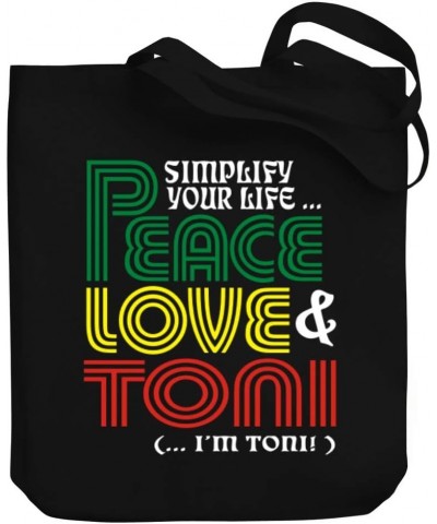 Simplify your life Peace, Love Toni (I'm Toni) Canvas Tote Bag 10.5" x 16" x 4 $22.39 Totes