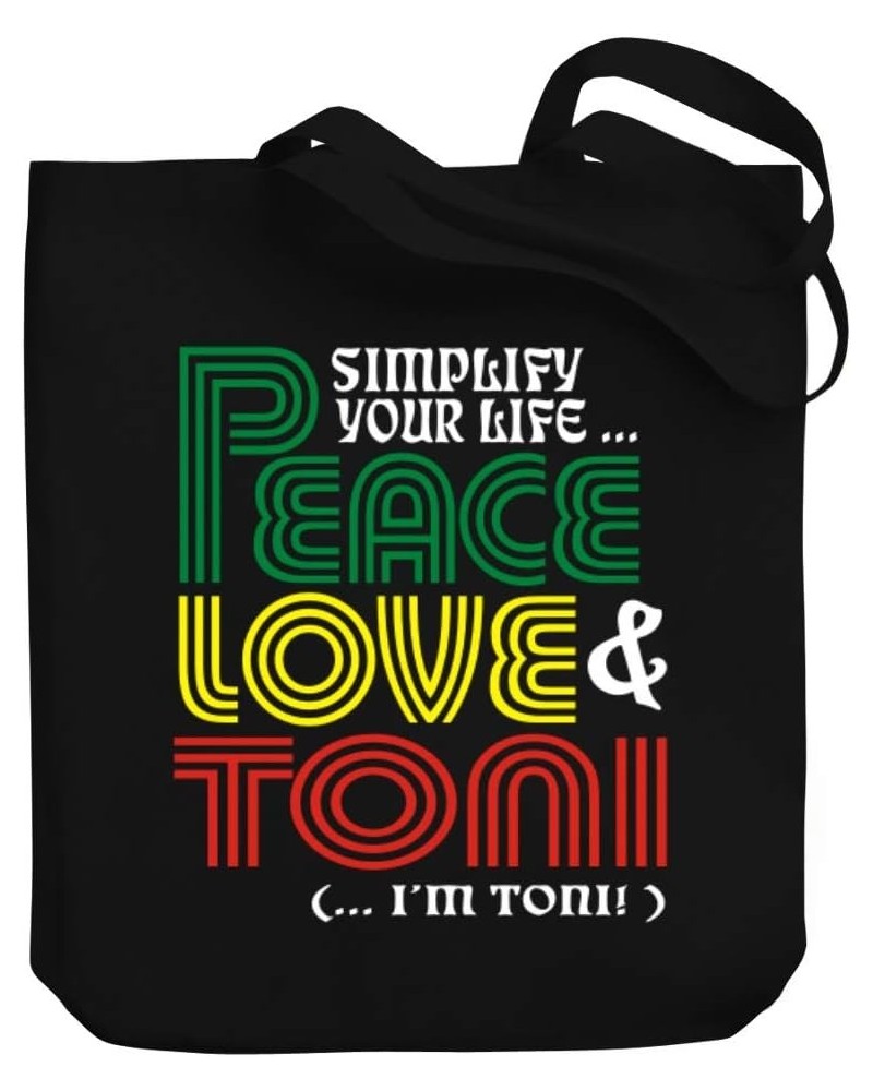 Simplify your life Peace, Love Toni (I'm Toni) Canvas Tote Bag 10.5" x 16" x 4 $22.39 Totes