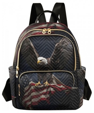 Usa America Flag Eagles Mini Backpack Purse for Women Travel Bag Fashion Daypack Back Pack Shoulder Bag Multicolor Medium $17...