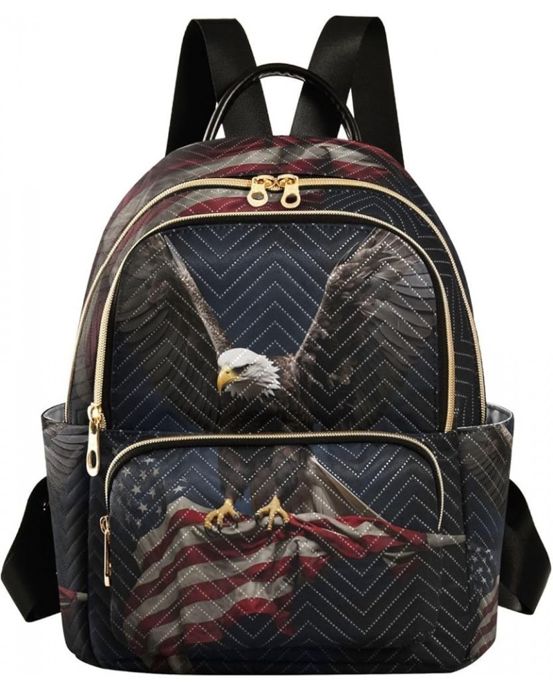 Usa America Flag Eagles Mini Backpack Purse for Women Travel Bag Fashion Daypack Back Pack Shoulder Bag Multicolor Medium $17...