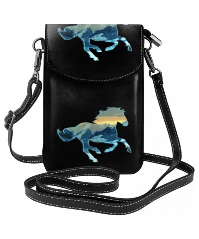 Horse Women'S Leather Flip Phone Bag, Small Crossbody Bag Card Holder Wallet Phone Case $18.09 Crossbody Bags