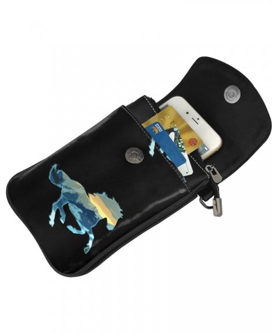 Horse Women'S Leather Flip Phone Bag, Small Crossbody Bag Card Holder Wallet Phone Case $18.09 Crossbody Bags