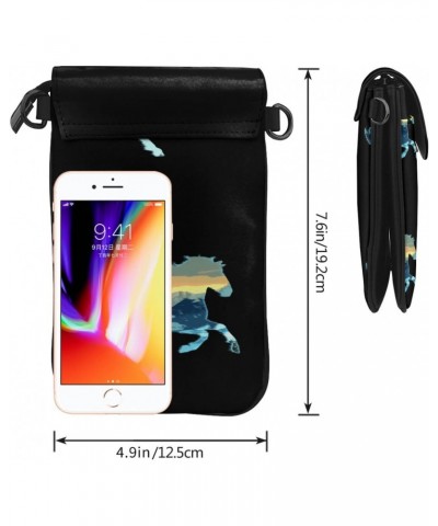 Horse Women'S Leather Flip Phone Bag, Small Crossbody Bag Card Holder Wallet Phone Case $18.09 Crossbody Bags