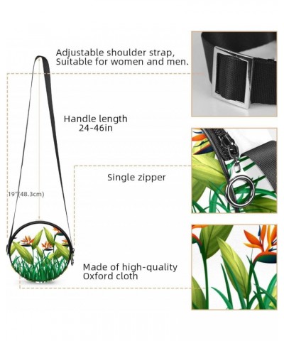 Many Bird of Paradise Flowers in the Bush Crossbody Bag for Women Teen Girls Round Canvas Shoulder Bag Purse Tote Handbag Bag...