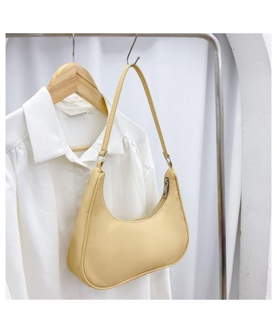 Fashion Women Pure Color Shoulder Underarm Hobos Bags Top-handle Handbag Yellow $15.60 Totes