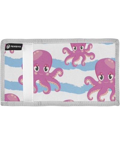 Blue Cute Octopus Slim Front Pocket Wallet RFID ID Card Holder Cute Small Wallet with Keychian for Women Kids one size Cute P...