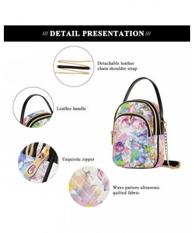 Chain Crossbody Bags for Women Wildflower Colorful Orchid Quilted Shoulder Crossbody Handbags Travel Cross Body Cell Phone Pu...