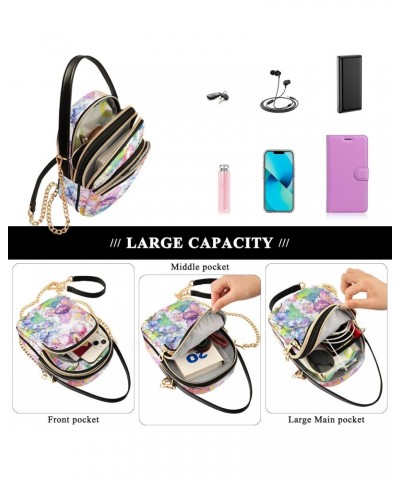 Chain Crossbody Bags for Women Wildflower Colorful Orchid Quilted Shoulder Crossbody Handbags Travel Cross Body Cell Phone Pu...