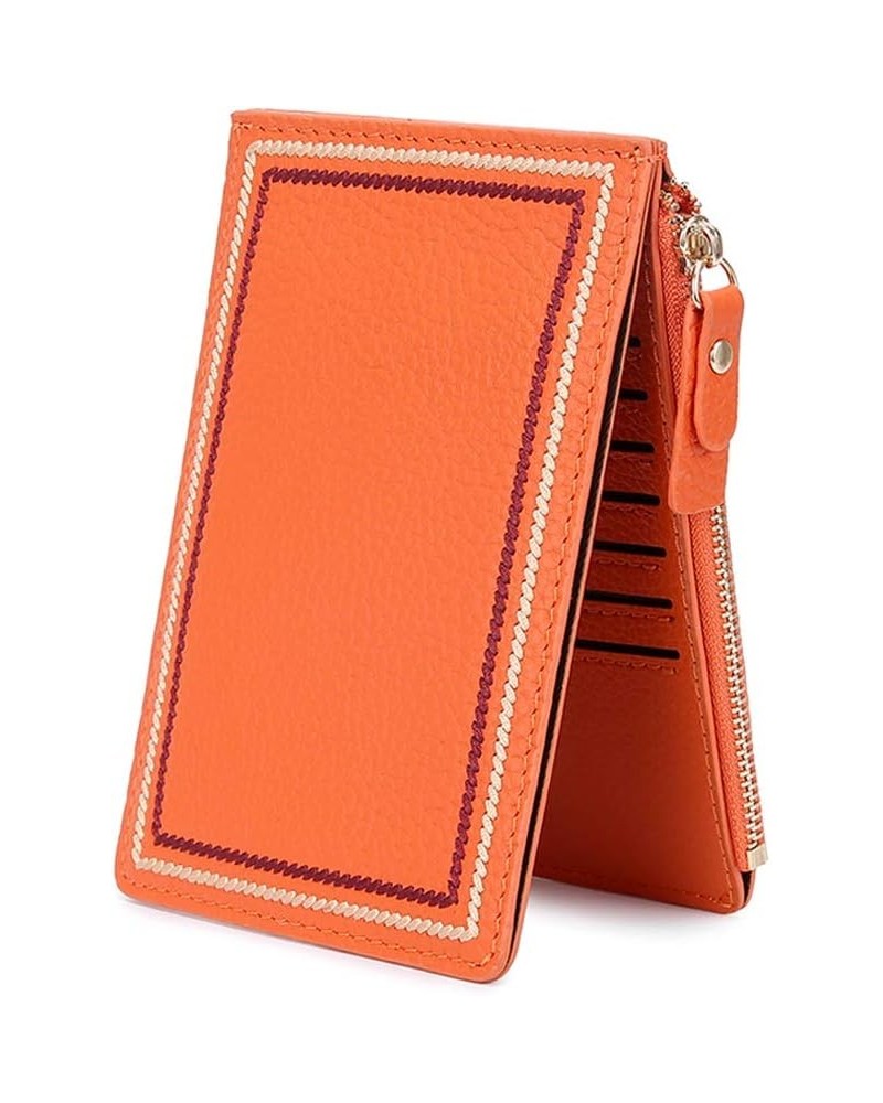 Genuine Leather Zipper Simple Trendy Ultra-Thin Wallet First Layer Cowhide Folding Card Holder Cute Coin Purse Women Clutch B...