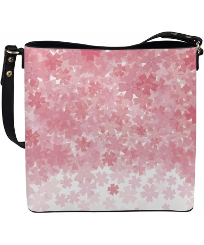 Women's Leather Handbags Purse with Buckle Large Capacity Crossbody Bags Pink Blossom Cherry Flower $27.53 Handbags