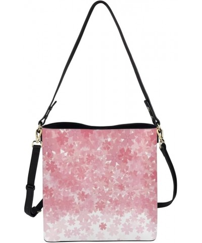 Women's Leather Handbags Purse with Buckle Large Capacity Crossbody Bags Pink Blossom Cherry Flower $27.53 Handbags