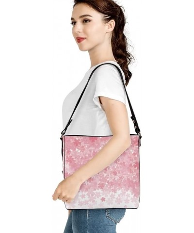 Women's Leather Handbags Purse with Buckle Large Capacity Crossbody Bags Pink Blossom Cherry Flower $27.53 Handbags