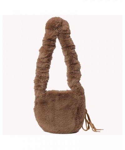 Y2K Cloud Drawstring Bag Faux ry Crossbody Bag Women Fluffy Shoulder Bag Solid Color Female Winter Daily Bag Coffee $10.10 Sh...