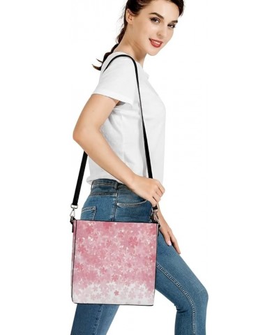 Women's Leather Handbags Purse with Buckle Large Capacity Crossbody Bags Pink Blossom Cherry Flower $27.53 Handbags