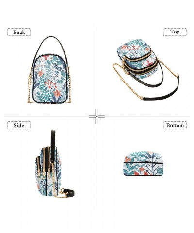 Floral Flowers Leaves Womens Sling Backpack Crossbody Chain Shoulder Bags Waist Packs Multipurpose Handbags for Travel Shoppi...