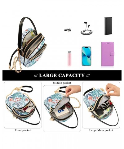 Floral Flowers Leaves Womens Sling Backpack Crossbody Chain Shoulder Bags Waist Packs Multipurpose Handbags for Travel Shoppi...