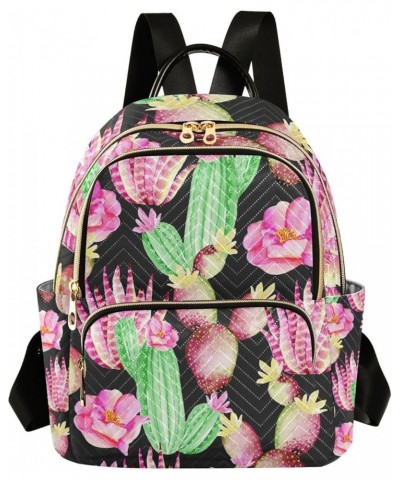 Women Backpack Pink Green Cactus Flower Anti-Theft Travel Backpack with Luggage Belt Lightweight Handbag Lady Purse Roomy Dou...