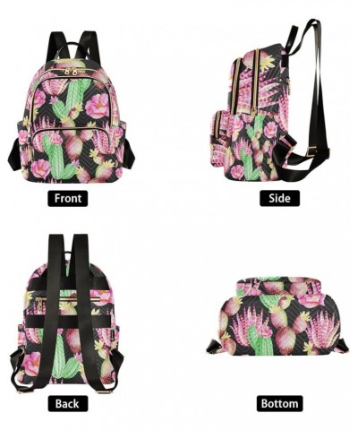 Women Backpack Pink Green Cactus Flower Anti-Theft Travel Backpack with Luggage Belt Lightweight Handbag Lady Purse Roomy Dou...