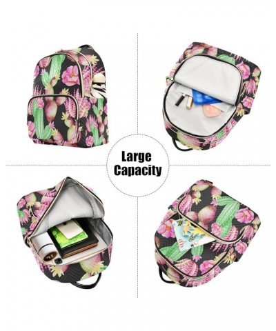 Women Backpack Pink Green Cactus Flower Anti-Theft Travel Backpack with Luggage Belt Lightweight Handbag Lady Purse Roomy Dou...