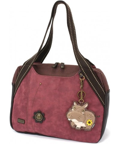 Bowling Tote Bag Burgundy Hippo - Burgundy $36.00 Shoulder Bags