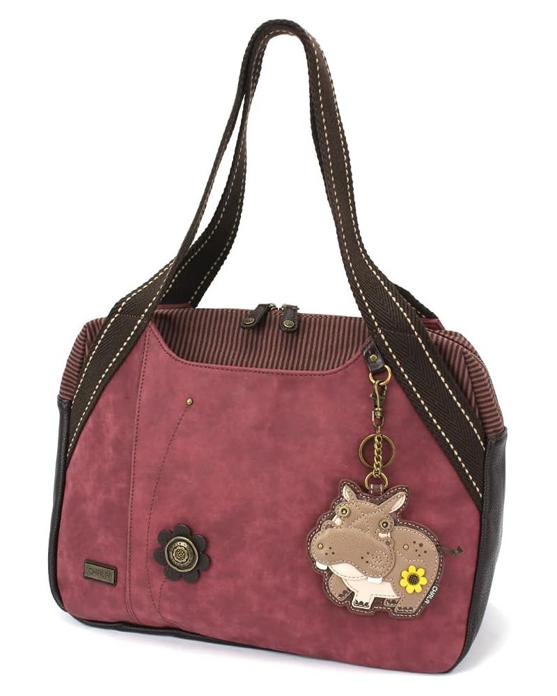 Bowling Tote Bag Burgundy Hippo - Burgundy $36.00 Shoulder Bags