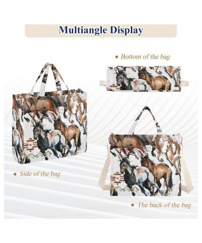 Horse Run Corduroy Tote Bag Cross Body Bag for Women Casual with Magnetic Clasp $17.59 Totes