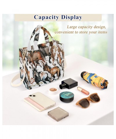 Horse Run Corduroy Tote Bag Cross Body Bag for Women Casual with Magnetic Clasp $17.59 Totes