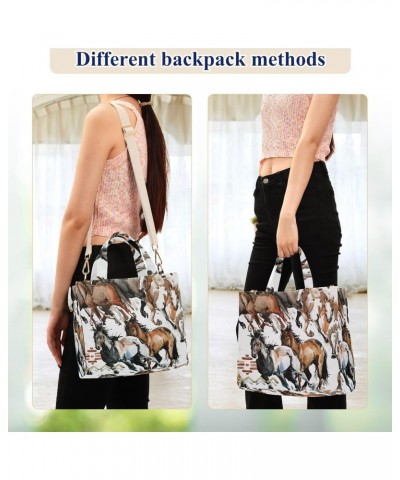 Horse Run Corduroy Tote Bag Cross Body Bag for Women Casual with Magnetic Clasp $17.59 Totes