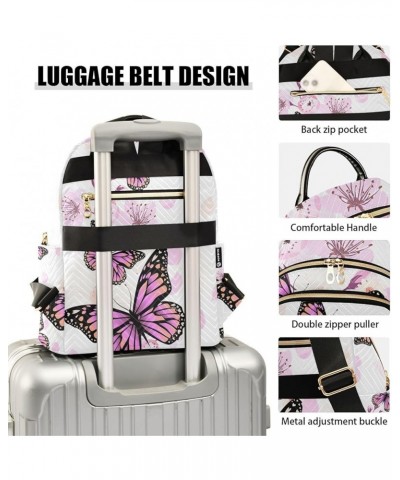 Small Backpack for Women Travel Bag Purple Butterfly Pink Flowers Daypack Purse Fashion Shoulder Bag Rucksack Medium B626 $11...