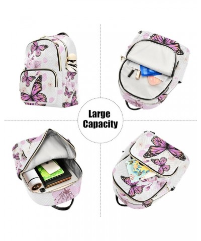 Small Backpack for Women Travel Bag Purple Butterfly Pink Flowers Daypack Purse Fashion Shoulder Bag Rucksack Medium B626 $11...