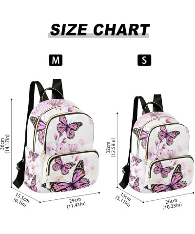 Small Backpack for Women Travel Bag Purple Butterfly Pink Flowers Daypack Purse Fashion Shoulder Bag Rucksack Medium B626 $11...