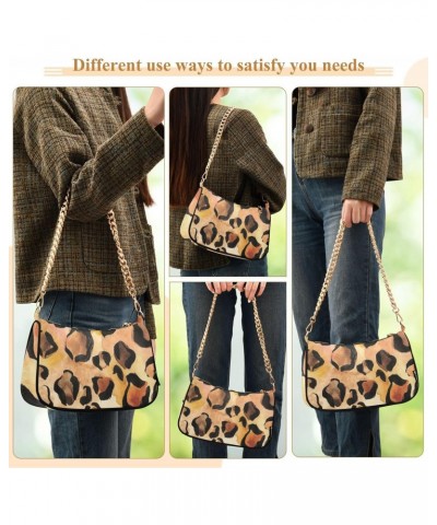 Shoulder Bag Leopard Animal Print Watercolor Women Clutch Handbag Shoulder Purch Boho Bag Date Chain Bag Tote Bag Spring Holi...